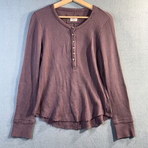 Faherty Legend Apres Waffle Henley Purple Pima Cotton Modal Top WKF2410-HKB